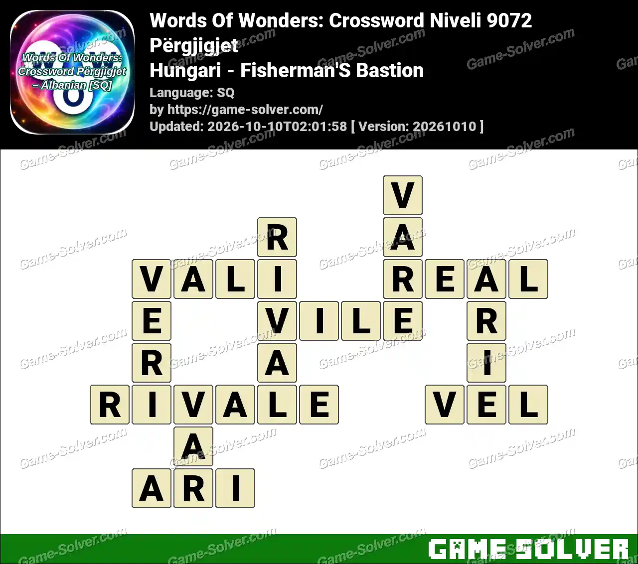 Words Of Wonders: Crossword Niveli 9072 Përgjigjet – Hungari – Fisherman’S Bastion